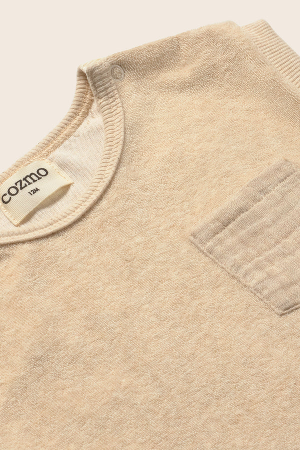 Soft Terry Cloth T-Shirt (Beige Melange)