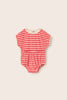 Striped Terry Cloth Romper (Pink Tomato)