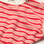 Striped Terry Cloth Romper (Pink Tomato)