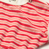 Striped Terry Cloth Romper (Pink Tomato)