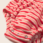 Striped Terry Cloth Romper (Pink Tomato)