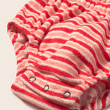 Striped Terry Cloth Romper (Pink Tomato)