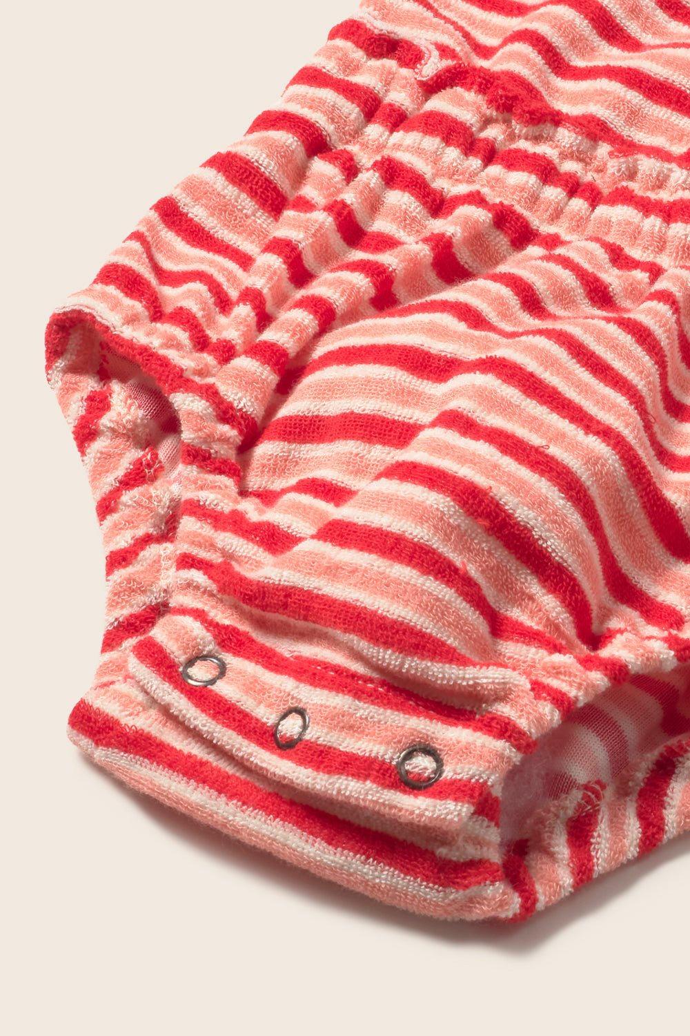 Striped Terry Cloth Romper (Pink Tomato)