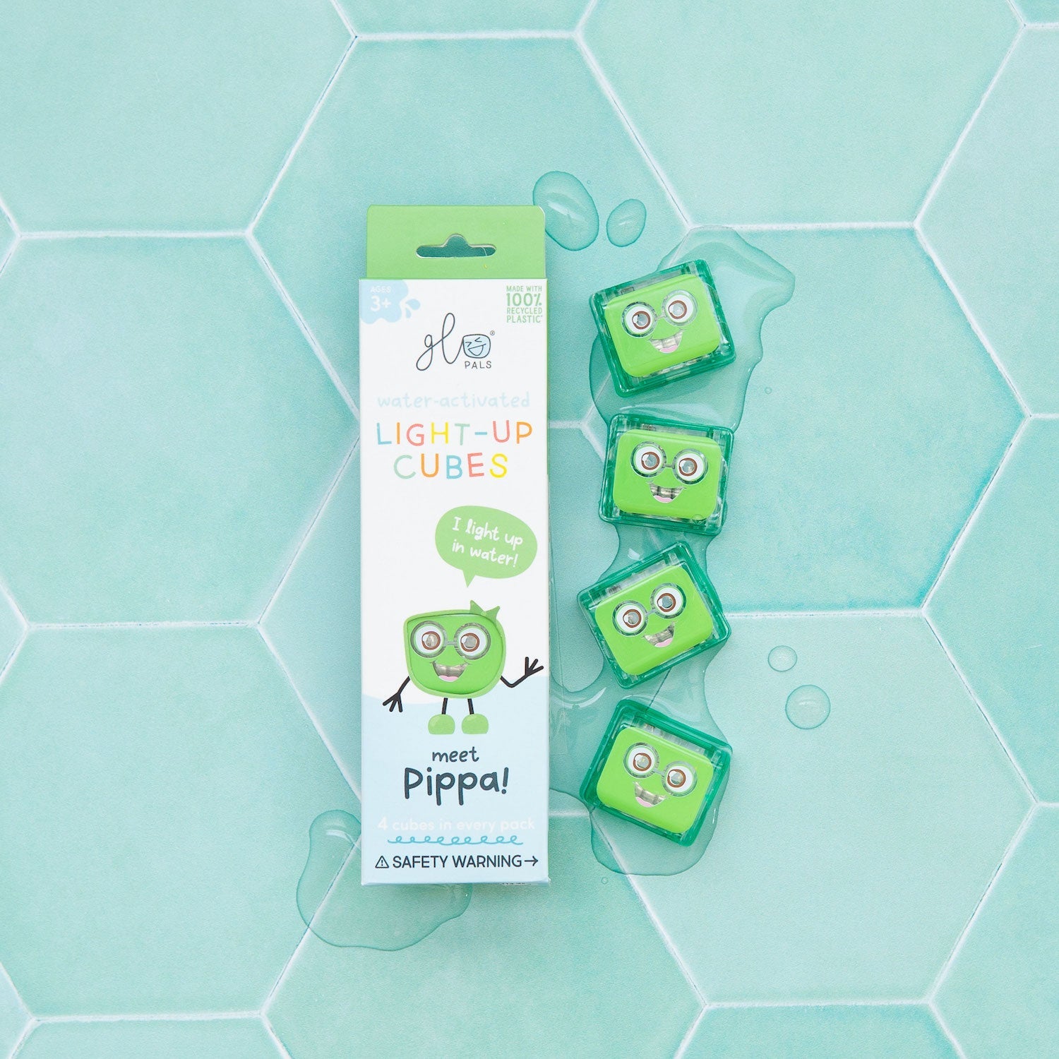 Glo Pals Light-Up Cubes (Pippa) in water