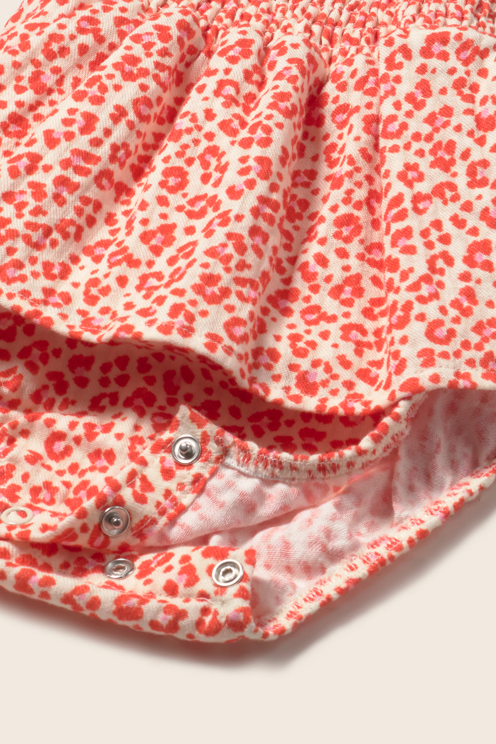 Animal Print Cotton Romper (Tomato)