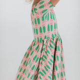 Short Sleeve Twirl Dress (Pink Tulips)