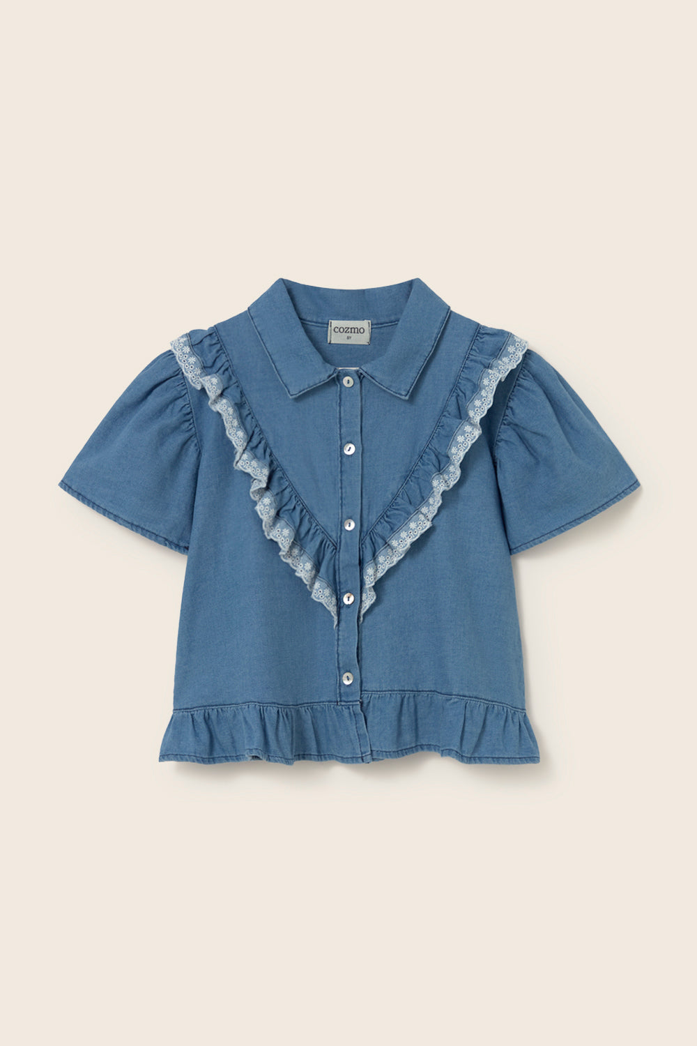 Chambray Denim Blouse (Blue)