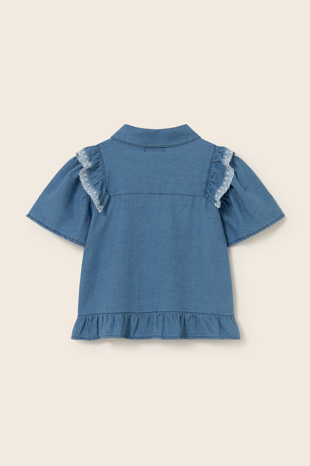 Chambray Denim Blouse (Blue)