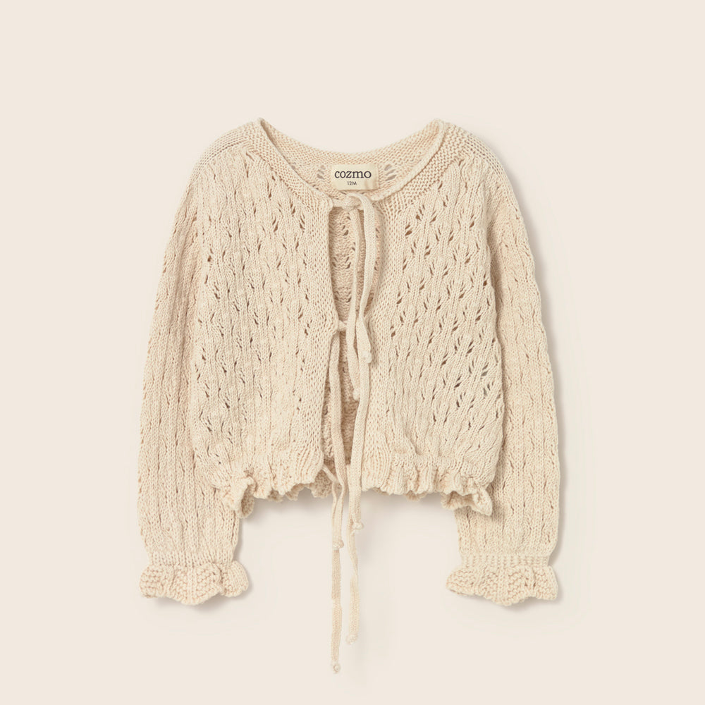 Openwork Tricot Baby Cardigan (Ivory)