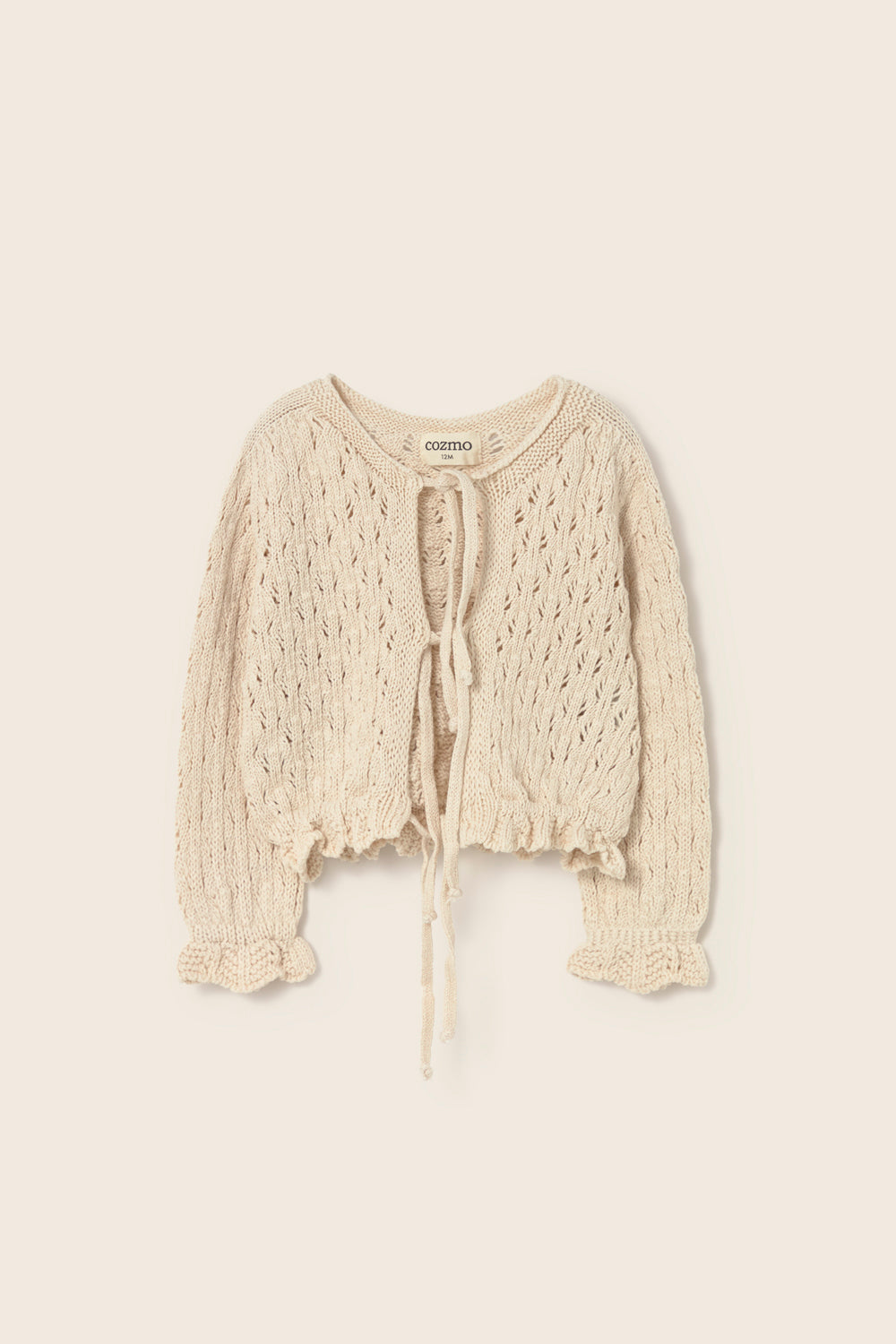 Openwork Tricot Baby Cardigan (Ivory)