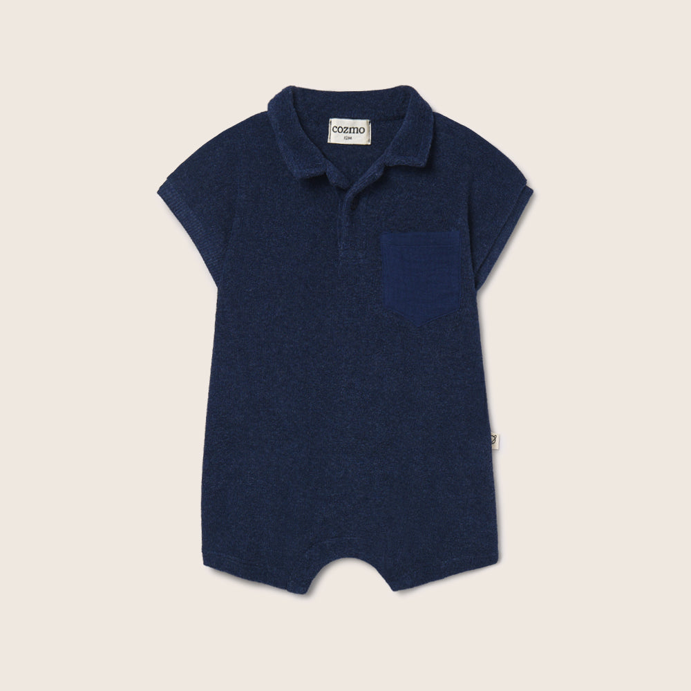 Soft Terry Cloth Jumpsuit (Navy)