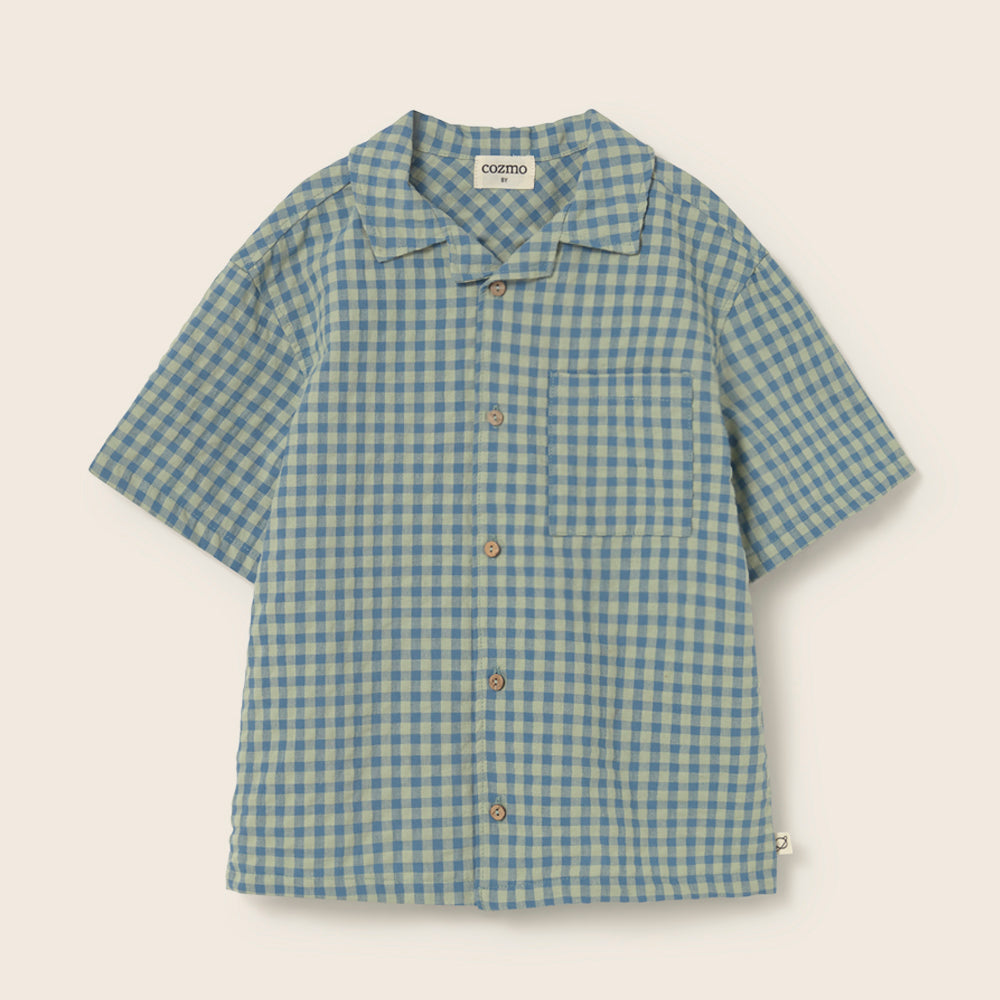 Gingham Cotton Shirt (Blue)