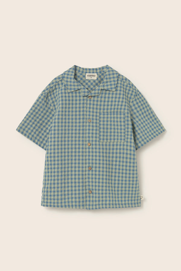 Gingham Cotton Shirt (Blue)