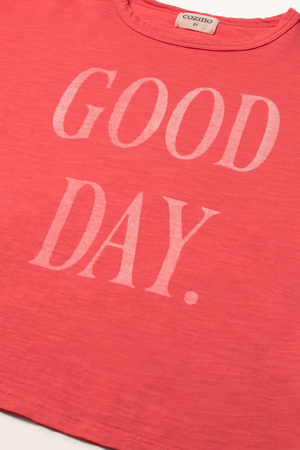 Soft Slub Cotton Print T-Shirt Good Day (Tomato)