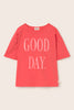 Soft Slub Cotton Print T-Shirt Good Day (Tomato)