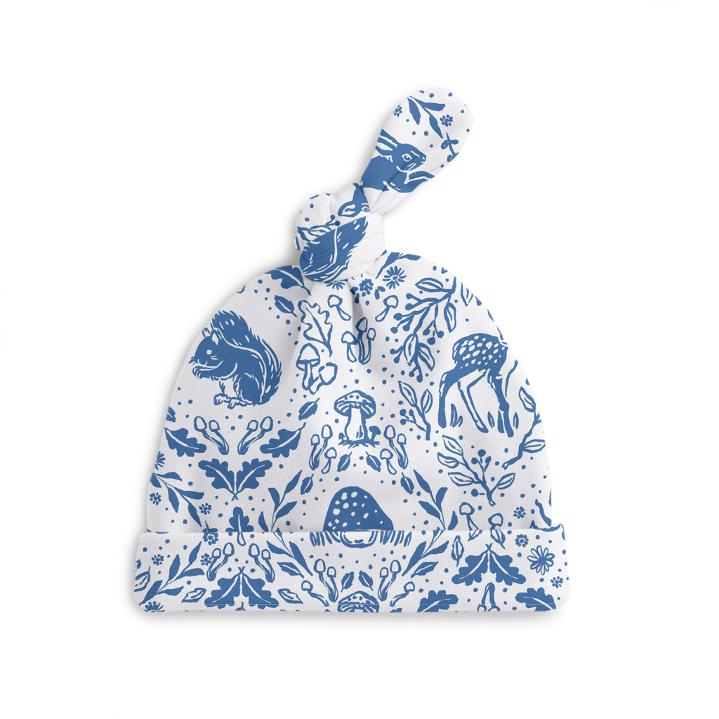 Knotted Baby Hat (Animal Tapestry Delft Blue)