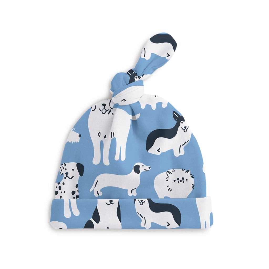 Knotted Baby Hat (Dog Parade Blue)