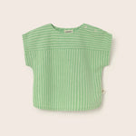 Striped Linen-Look Cotton Shirt (Green)