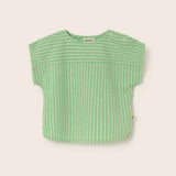 Striped Linen-Look Cotton Shirt (Green)