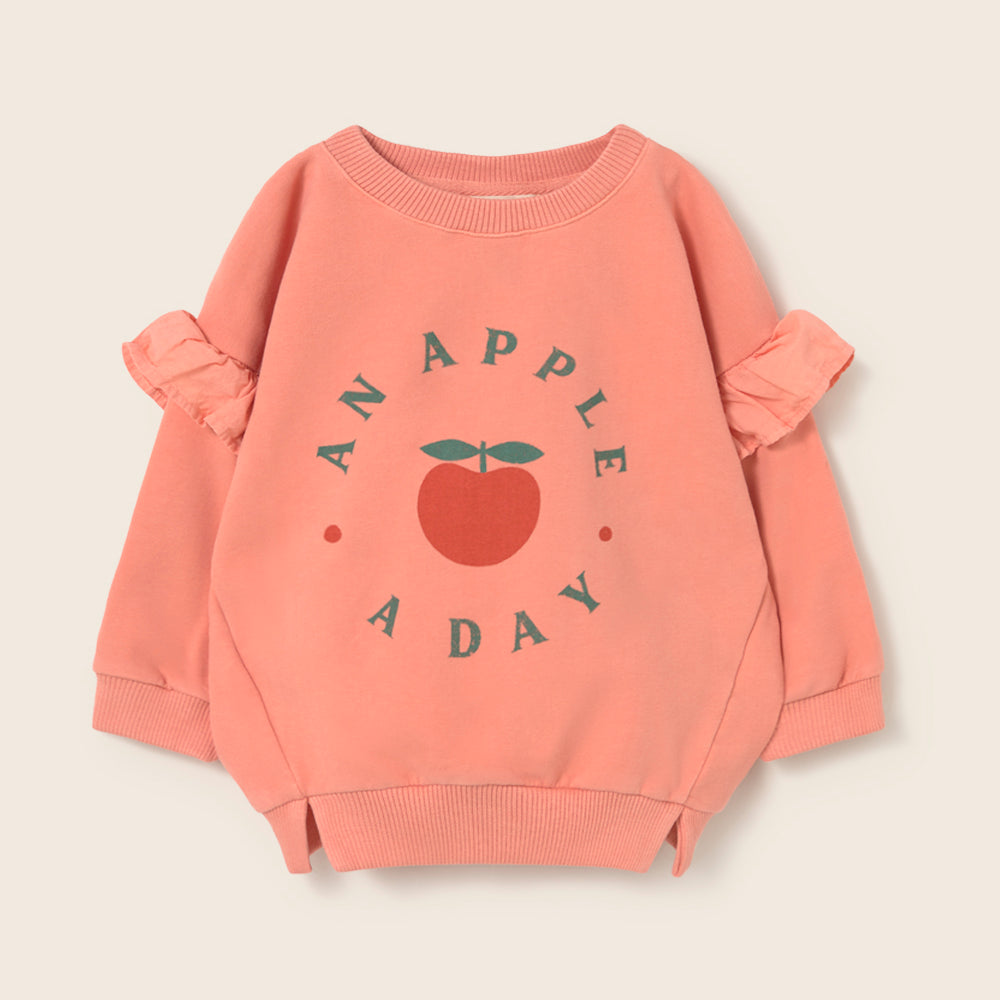 Soft Fleece Print Ruffle Sweatshirt (Rose)