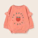 Soft Fleece Print Ruffle Sweatshirt (Rose)