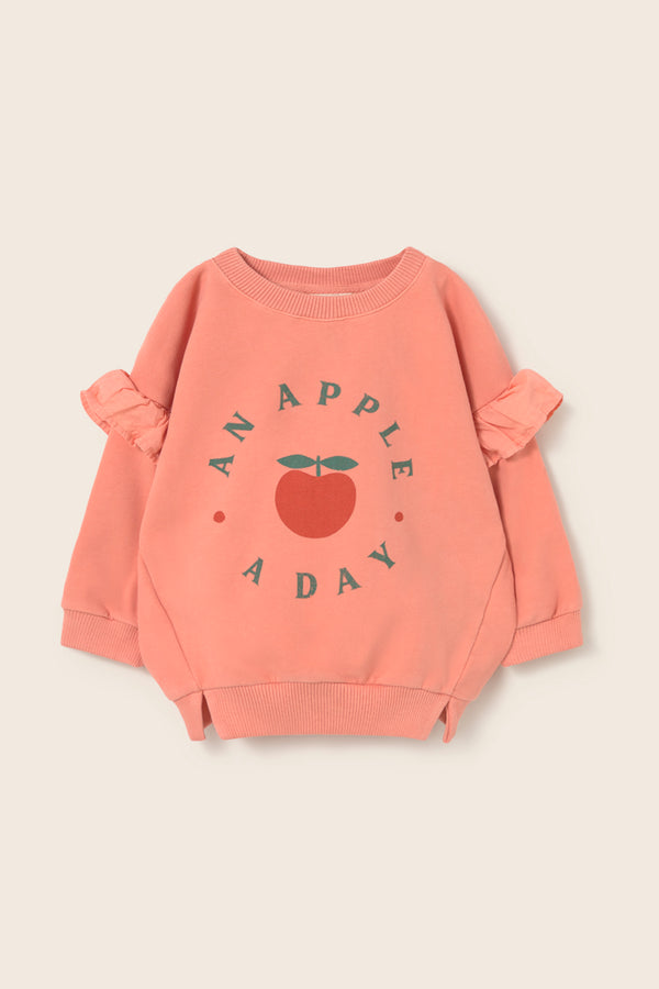 Soft Fleece Print Ruffle Sweatshirt (Rose)