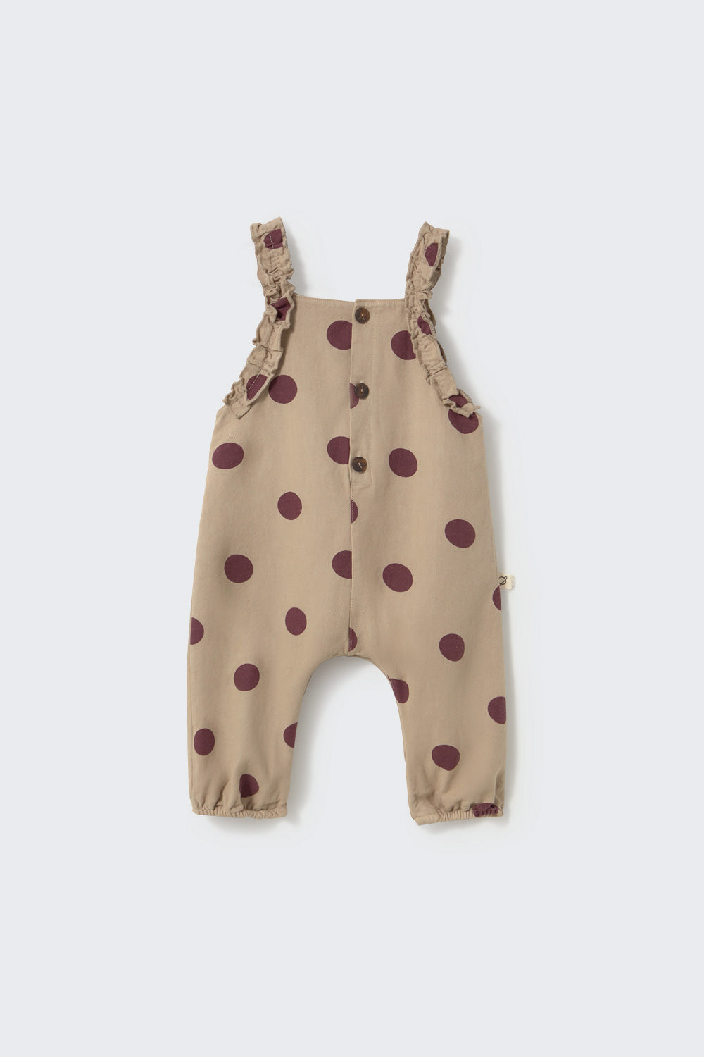 Polka Dot Twill Baby Overalls (Stone)
