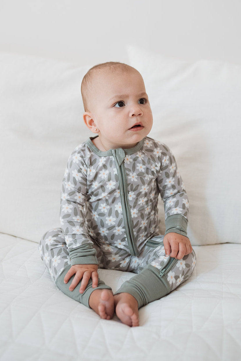 Zip Romper (Sage Blossom)