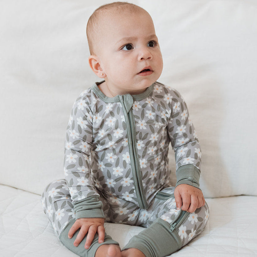 Zip Romper (Sage Blossom)