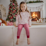 Candy Cane Dreams Print on Rose Fleece Sweatshirt