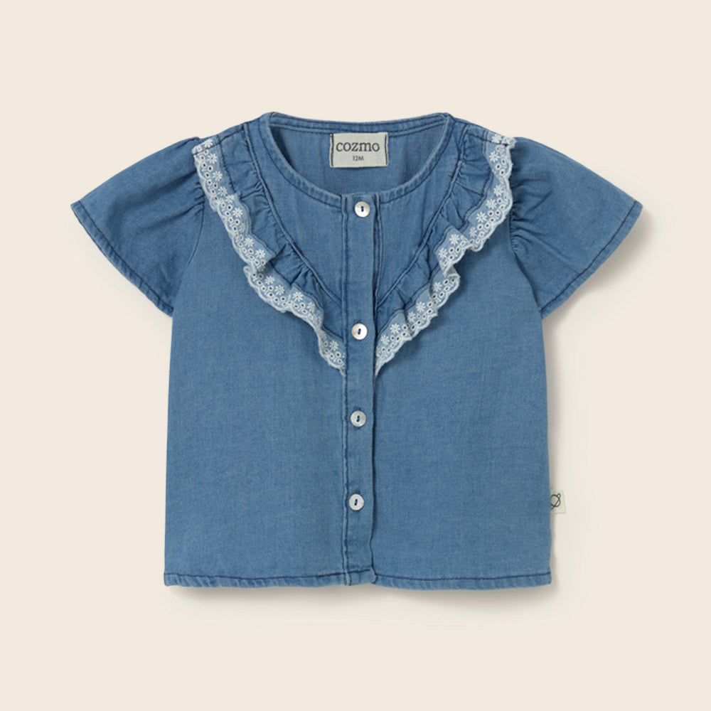 Chambray Denim Baby Blouse (Blue)