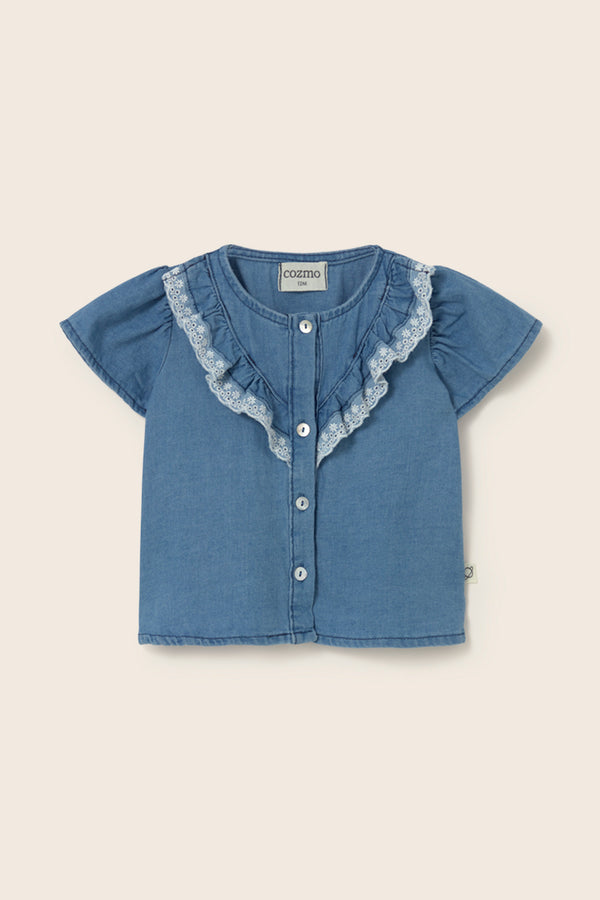 Chambray Denim Baby Blouse (Blue)