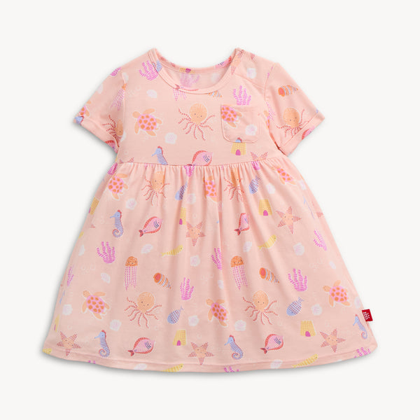 Magnetic Short Sleeve Pocket Dress (Deep Chic Pink)