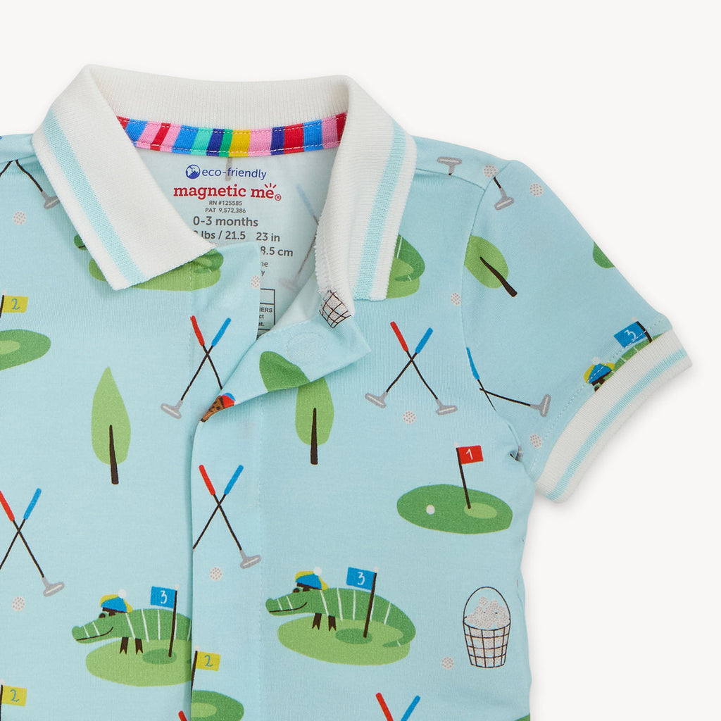 Magnetic Short Sleeve Short Polo Romper (Gopher It)