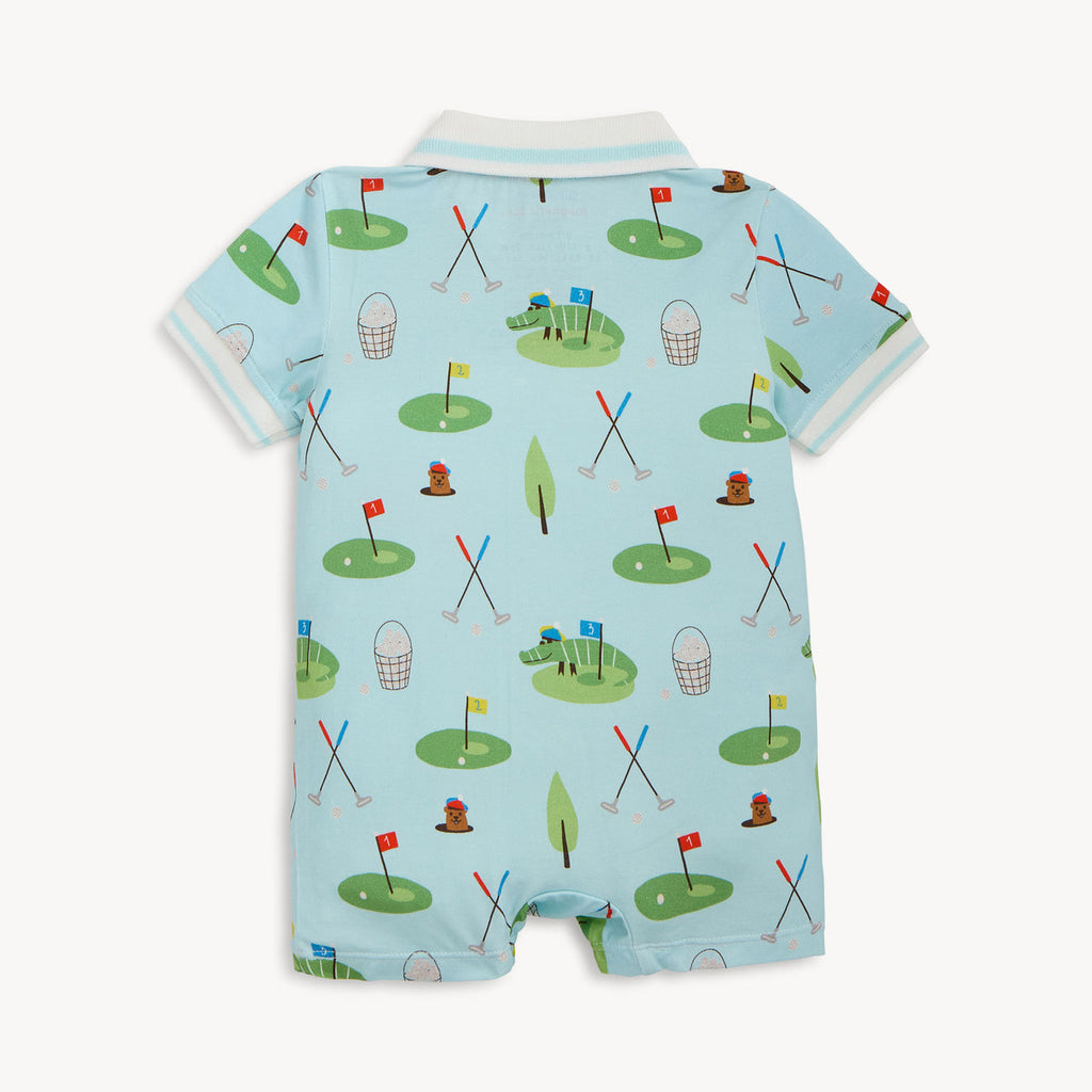 Magnetic Short Sleeve Short Polo Romper (Gopher It)