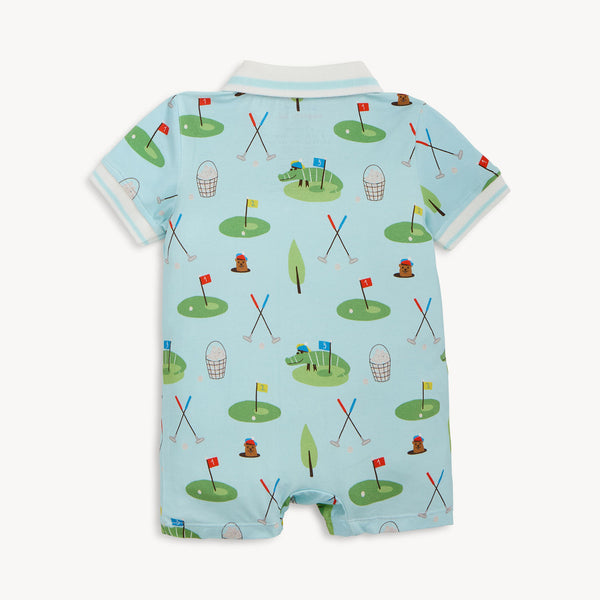 Magnetic Short Sleeve Short Polo Romper (Gopher It)