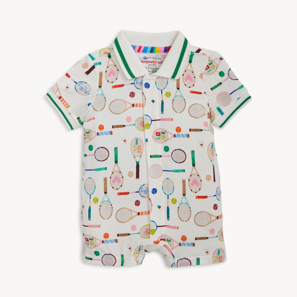 Magnetic Short Sleeve Polo Romper (Love All)