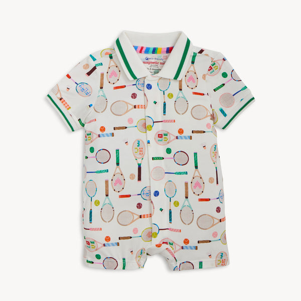 Magnetic Short Sleeve Polo Romper (Love All)
