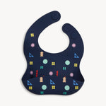 Silicone Bib (Navy Geo Print)