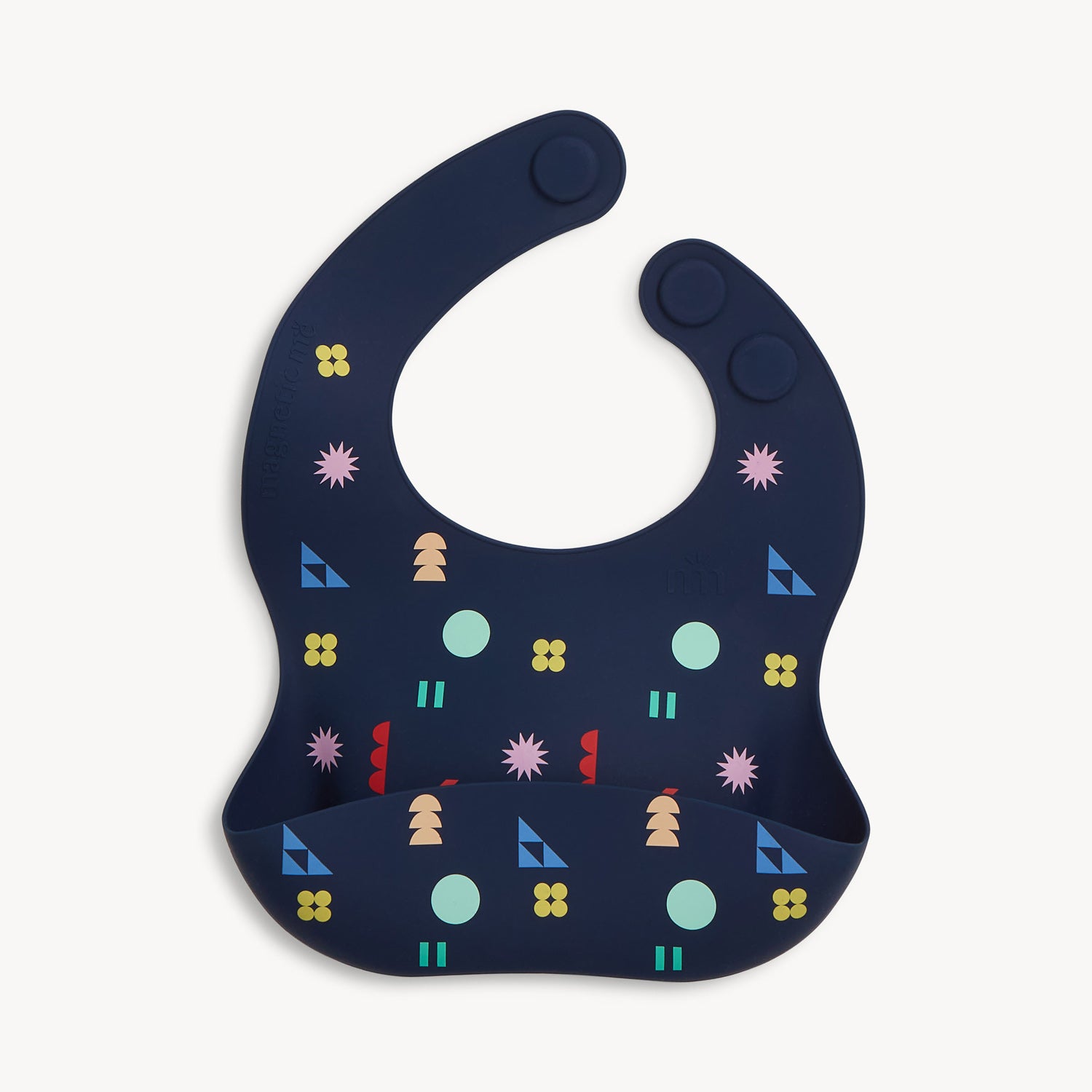 Silicone Bib (Navy Geo Print)