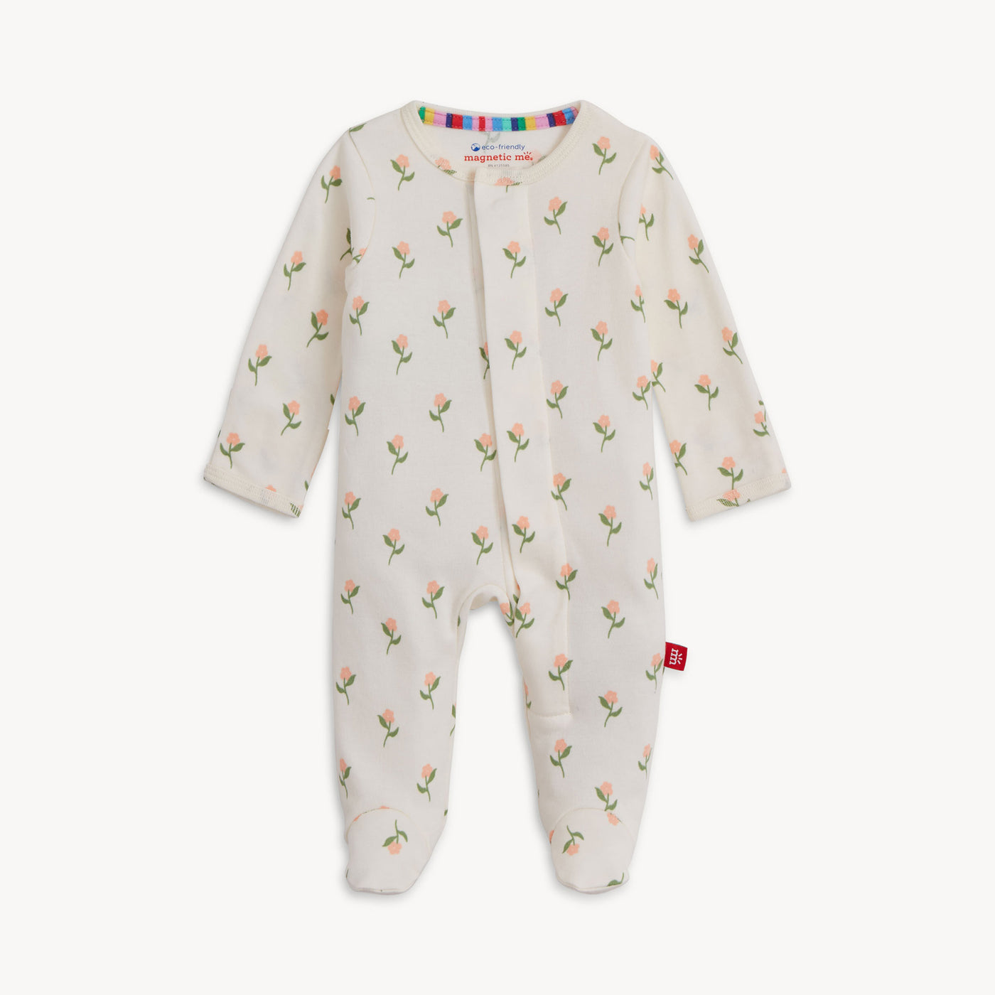 Magnetic Organic Cotton Footie (Floral Chicken Tender)