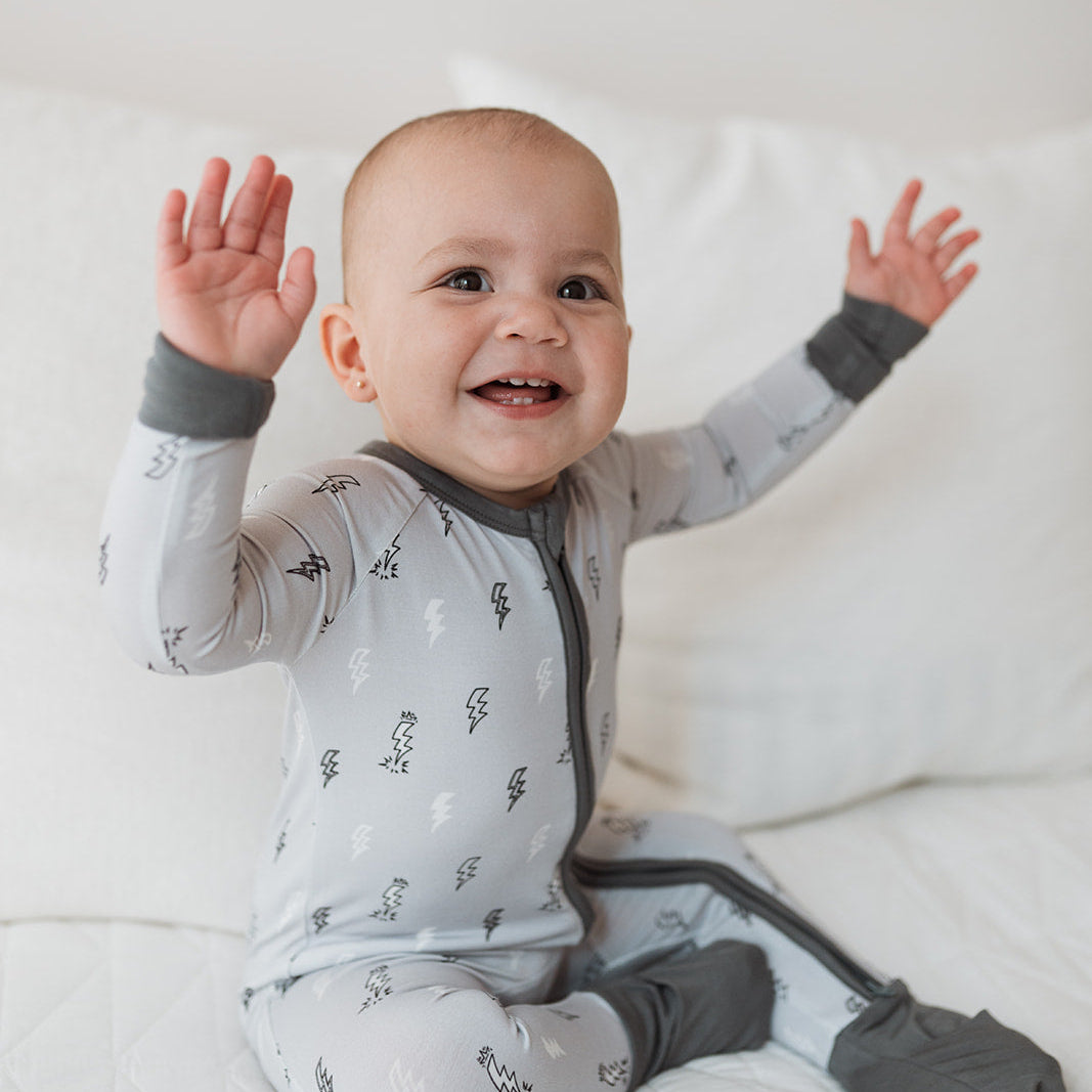 Zip Romper (Lightning Bolts)