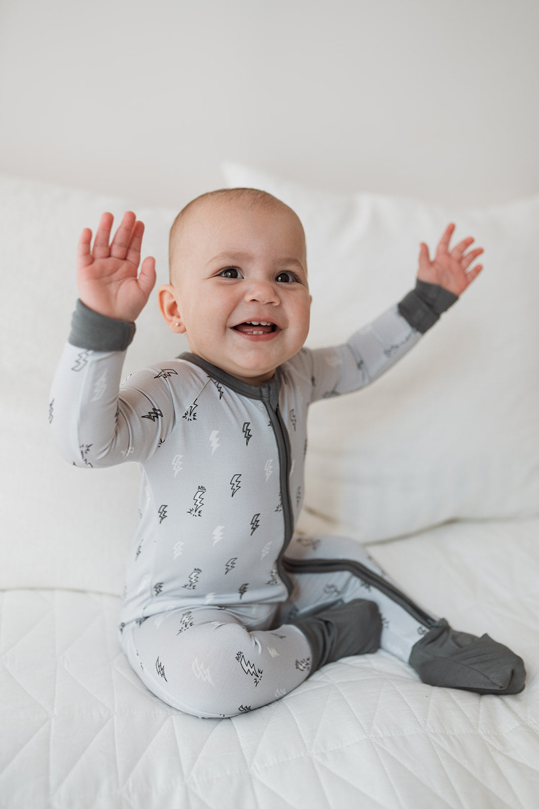 Zip Romper (Lightning Bolts)