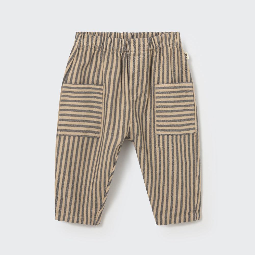 Striped Twill Baby Pants (Stone)