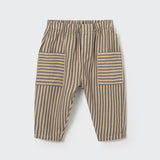 Striped Twill Baby Pants (Stone)