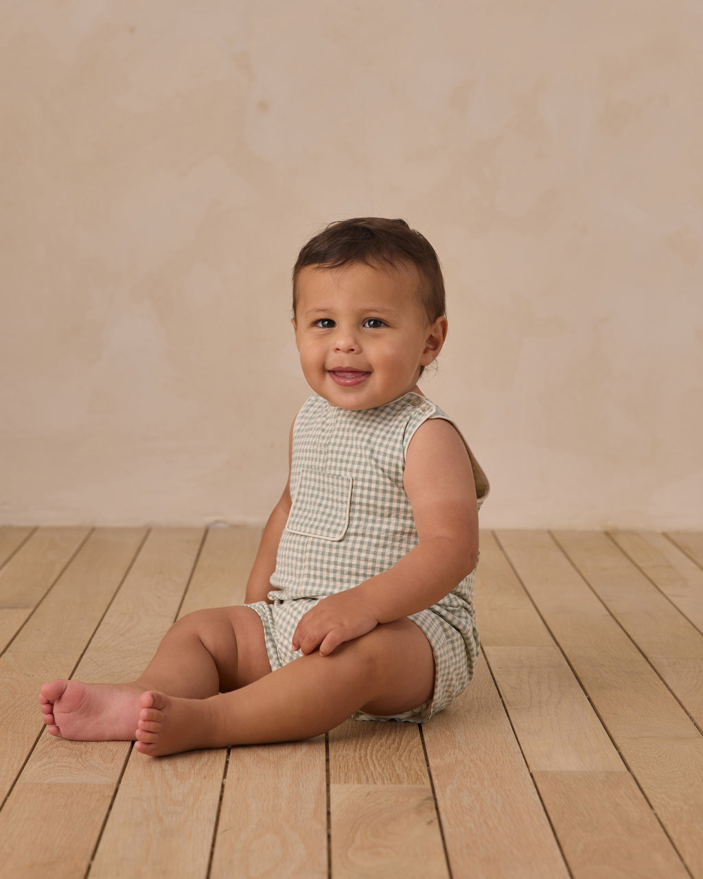 Georgie Romper (Eucalyptus Check)