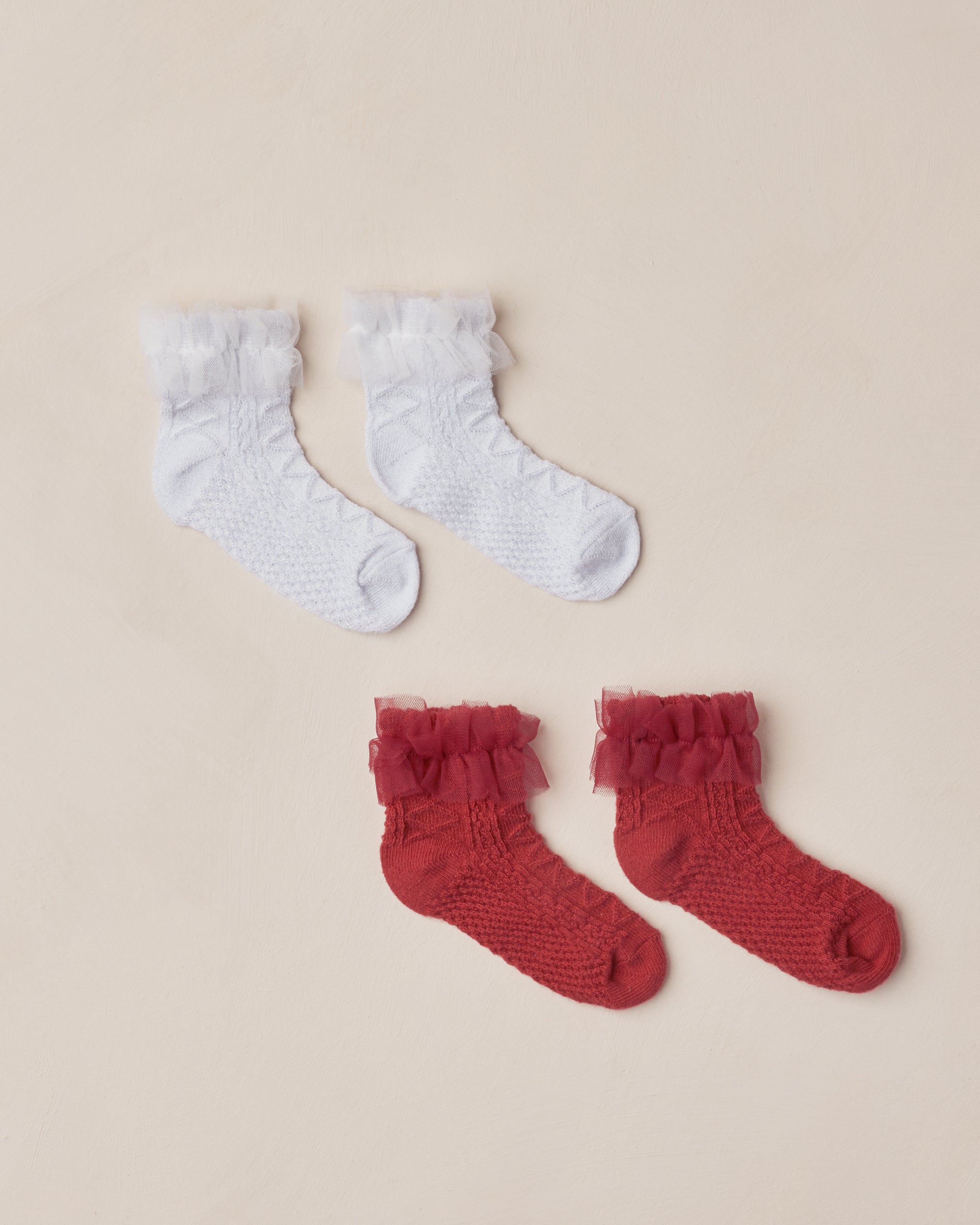 Ruffle Socks (Ruby-Silver Shimmer)