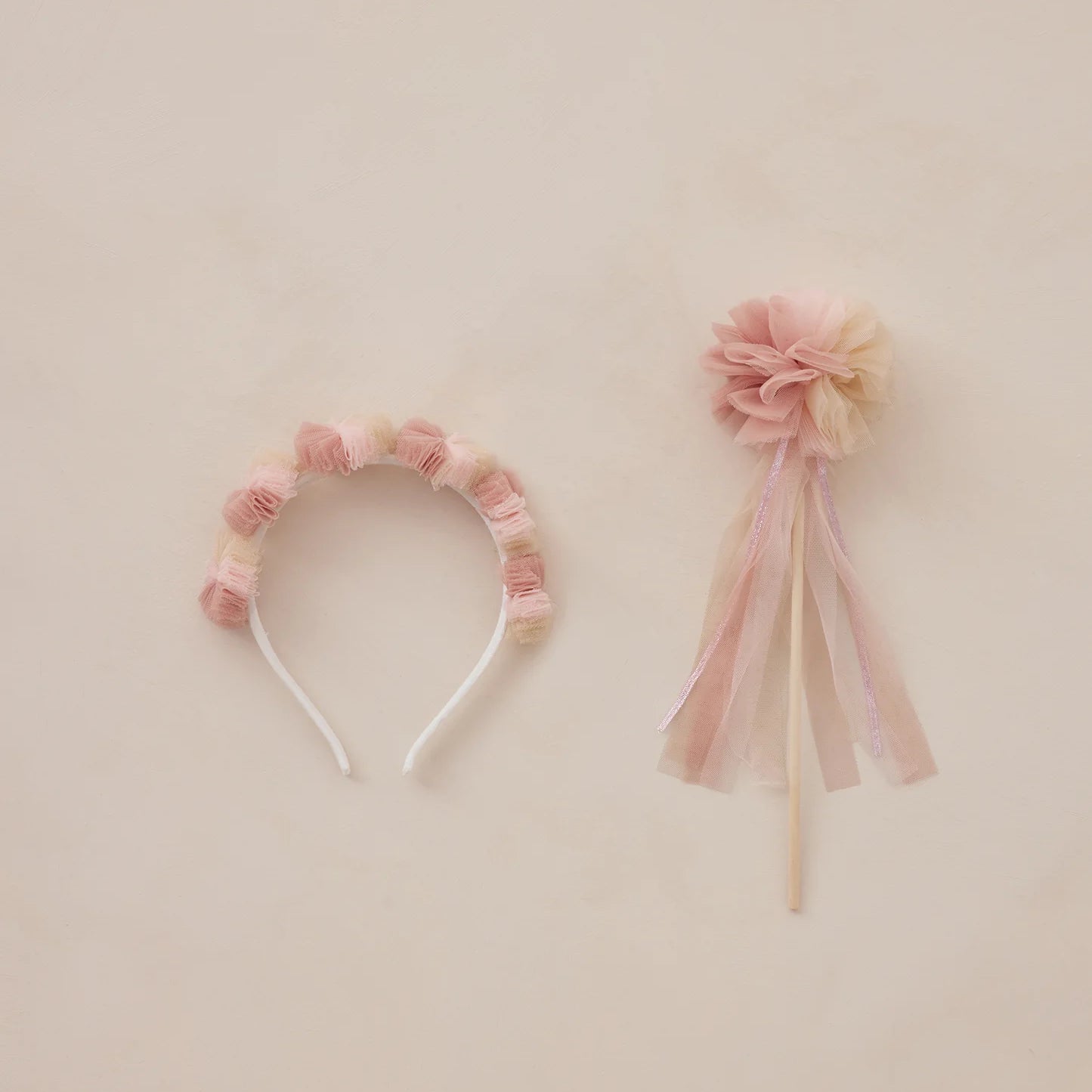 Pom Pom Crown + Wand (Pink Ombre)