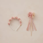 Pom Pom Crown + Wand (Pink Ombre)