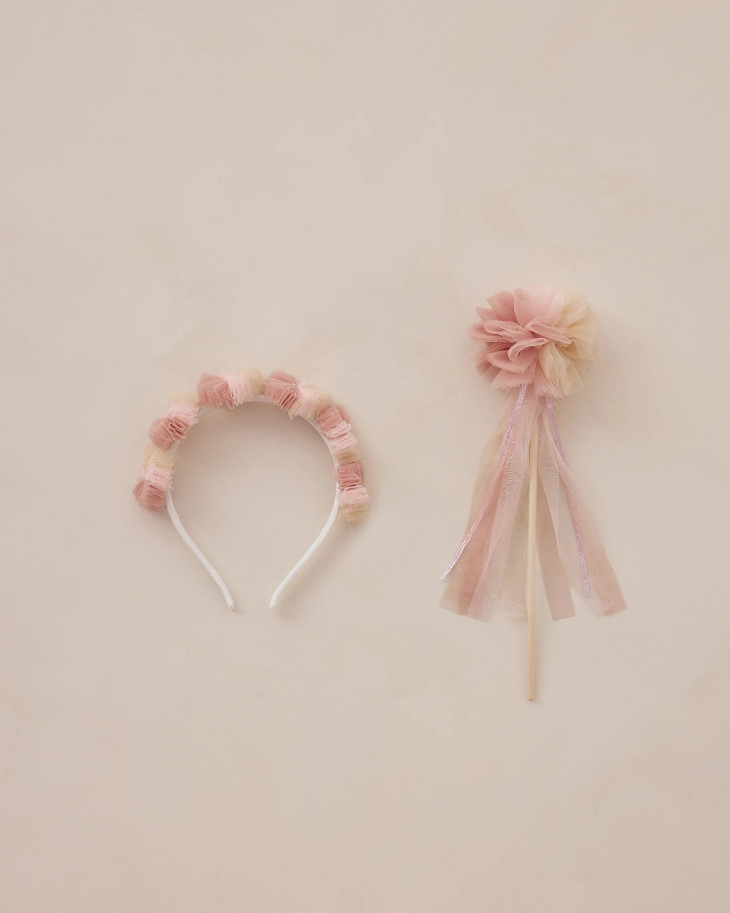 Pom Pom Crown + Wand (Pink Ombre)